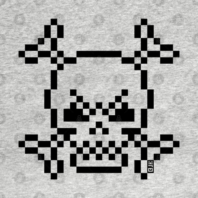 Skull And Crossbones Small (Pixel Art / Jolly Roger / Outline) by MrFaulbaum